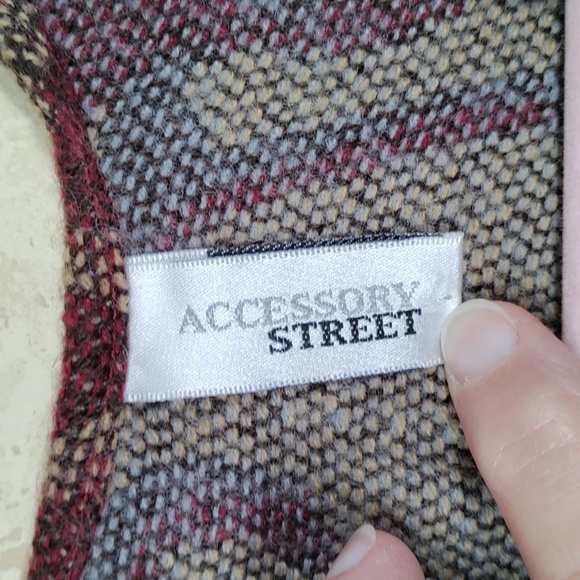 12190 Accessory Street burgundy, blue & tan sweater knit poncho O/S - Picture 8 of 9